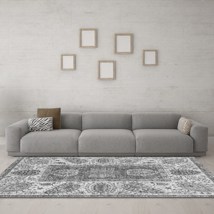 Machine Washable Abstract Gray Modern Rug in a Living Room,, wshabs3280gry
