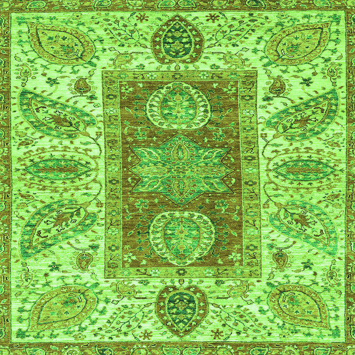 Square Machine Washable Abstract Green Modern Area Rugs, wshabs3280grn