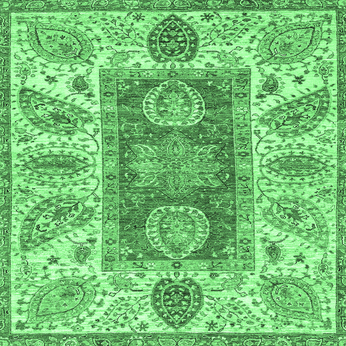 Square Machine Washable Abstract Emerald Green Modern Area Rugs, wshabs3280emgrn