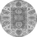 Round Abstract Gray Modern Rug, abs3280gry