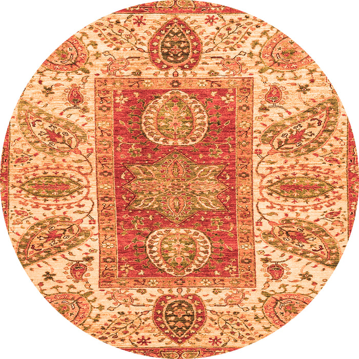Round Abstract Orange Modern Rug, abs3280org