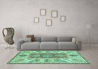 Machine Washable Abstract Turquoise Modern Rug, wshabs3280turq