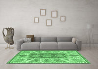 Machine Washable Abstract Emerald Green Modern Rug, wshabs3280emgrn