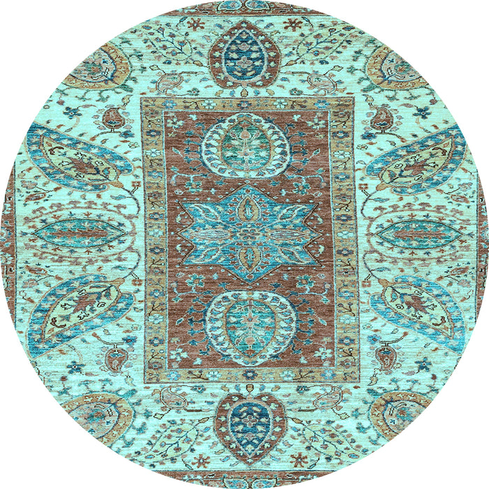 Round Abstract Light Blue Modern Rug, abs3280lblu