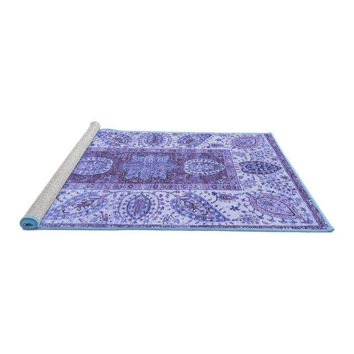 Sideview of Machine Washable Abstract Blue Modern Rug, wshabs3280blu