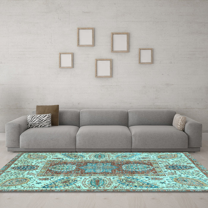 Machine Washable Abstract Light Blue Modern Rug in a Living Room, wshabs3280lblu