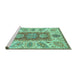 Sideview of Machine Washable Abstract Turquoise Modern Area Rugs, wshabs3280turq