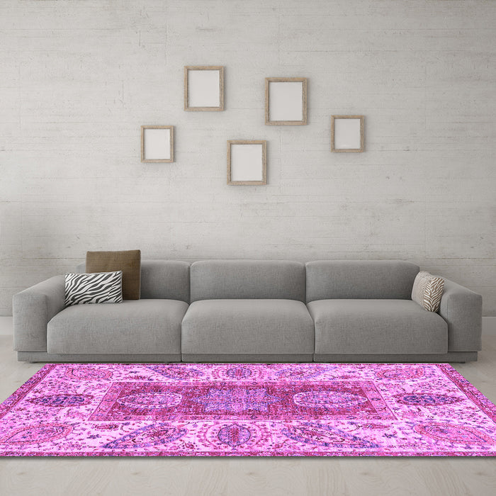 Machine Washable Abstract Purple Modern Area Rugs in a Living Room, wshabs3280pur