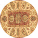 Round Abstract Brown Modern Rug, abs3280brn