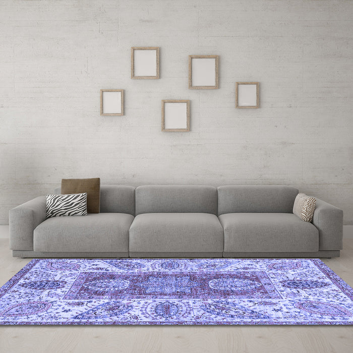 Machine Washable Abstract Blue Modern Rug in a Living Room, wshabs3280blu