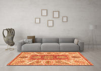 Machine Washable Abstract Orange Modern Rug, wshabs3280org