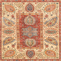 Square Abstract Red Modern Rug, abs3280