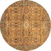 Round Abstract Brown Modern Rug, abs3281brn