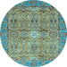 Round Machine Washable Abstract Light Blue Modern Rug, wshabs3281lblu