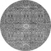 Round Machine Washable Abstract Gray Modern Rug, wshabs3281gry