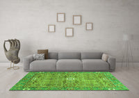 Machine Washable Abstract Green Modern Rug, wshabs3281grn