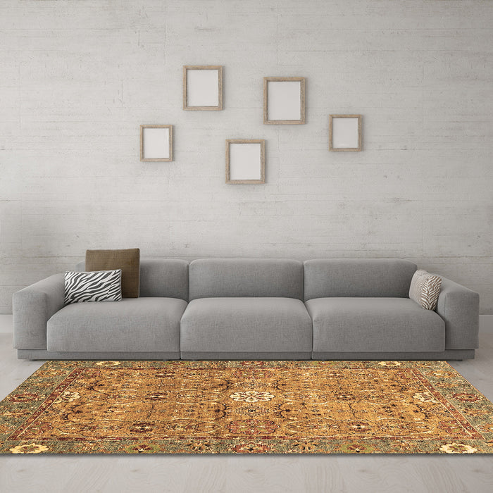 Machine Washable Abstract Brown Modern Rug in a Living Room,, wshabs3281brn
