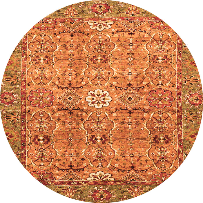 Round Abstract Orange Modern Rug, abs3281org