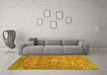 Machine Washable Abstract Yellow Modern Rug in a Living Room, wshabs3281yw