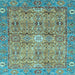 Square Abstract Light Blue Modern Rug, abs3281lblu