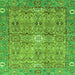 Square Machine Washable Abstract Green Modern Area Rugs, wshabs3281grn