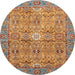 Round Machine Washable Abstract Red Rug, wshabs3281