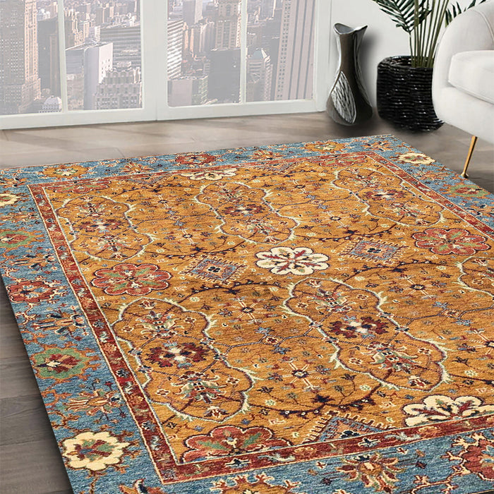 Abstract Red Modern Rug in Family Room, abs3281