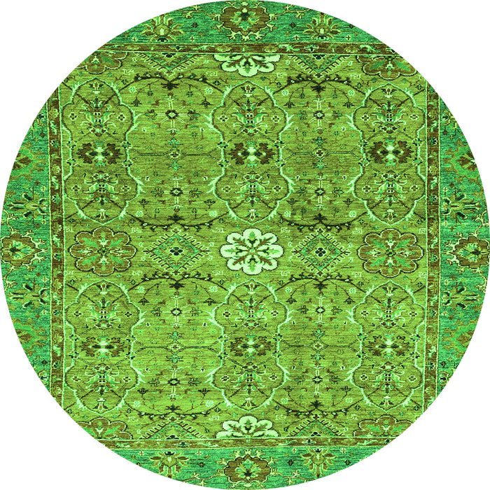 Round Abstract Green Modern Rug, abs3281grn