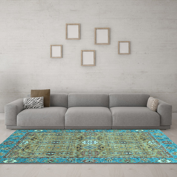Machine Washable Abstract Light Blue Modern Rug in a Living Room, wshabs3281lblu