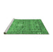 Sideview of Machine Washable Abstract Emerald Green Modern Area Rugs, wshabs3281emgrn