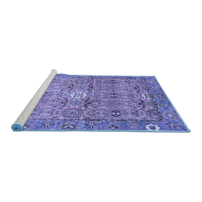 Sideview of Machine Washable Abstract Blue Modern Rug, wshabs3281blu
