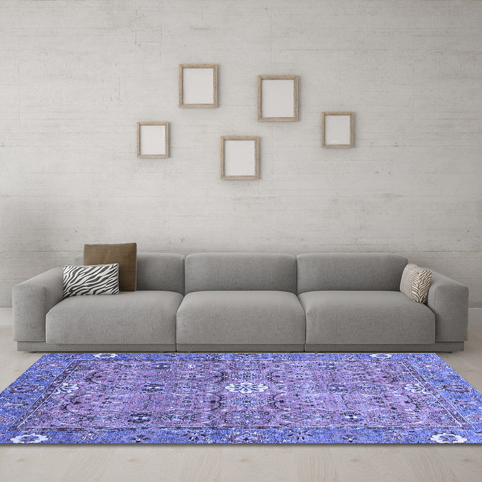Machine Washable Abstract Blue Modern Rug in a Living Room, wshabs3281blu