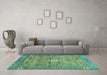 Machine Washable Abstract Turquoise Modern Area Rugs in a Living Room,, wshabs3281turq