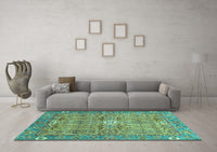 Machine Washable Abstract Turquoise Modern Rug, wshabs3281turq