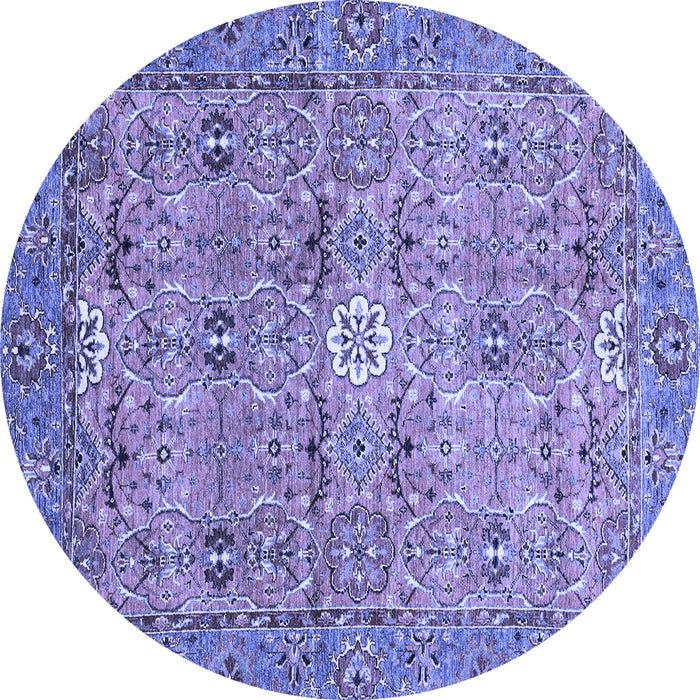 Round Abstract Blue Modern Rug, abs3281blu