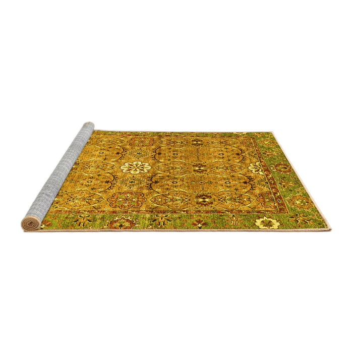 Sideview of Machine Washable Abstract Yellow Modern Rug, wshabs3281yw