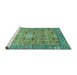 Sideview of Machine Washable Abstract Turquoise Modern Area Rugs, wshabs3281turq