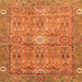 Square Machine Washable Abstract Orange Modern Area Rugs, wshabs3281org