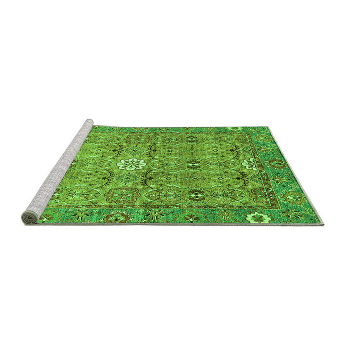 Sideview of Machine Washable Abstract Green Modern Area Rugs, wshabs3281grn
