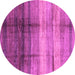 Round Machine Washable Abstract Purple Modern Area Rugs, wshabs3282pur