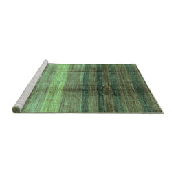Sideview of Machine Washable Abstract Turquoise Modern Area Rugs, wshabs3282turq