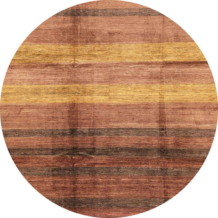 Round Machine Washable Abstract Orange Rug, wshabs3282