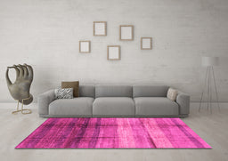 Machine Washable Abstract Pink Modern Rug in a Living Room, wshabs3282pnk