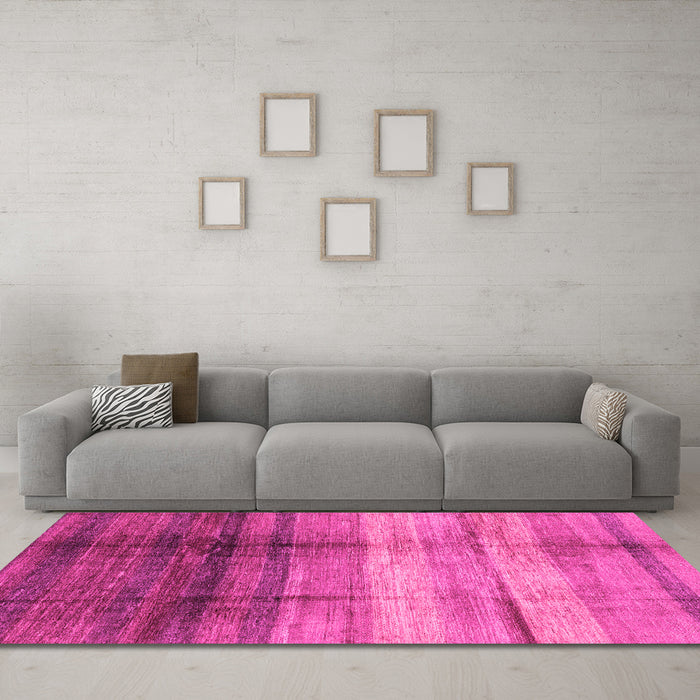Machine Washable Abstract Pink Modern Rug in a Living Room, wshabs3282pnk