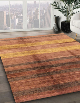 Abstract Orange Modern Rug in Family Room, abs3282