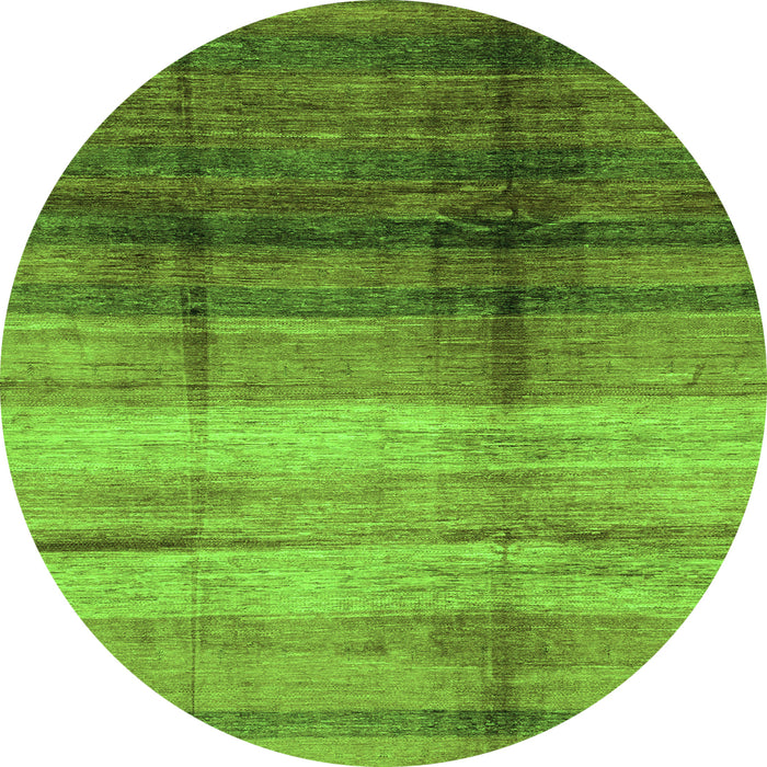 Round Machine Washable Abstract Green Modern Area Rugs, wshabs3282grn