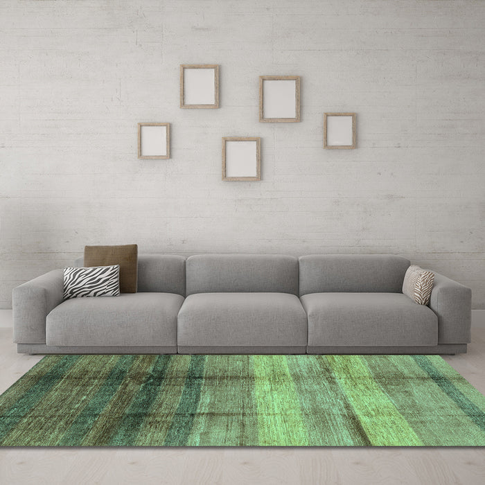 Machine Washable Abstract Turquoise Modern Area Rugs in a Living Room,, wshabs3282turq