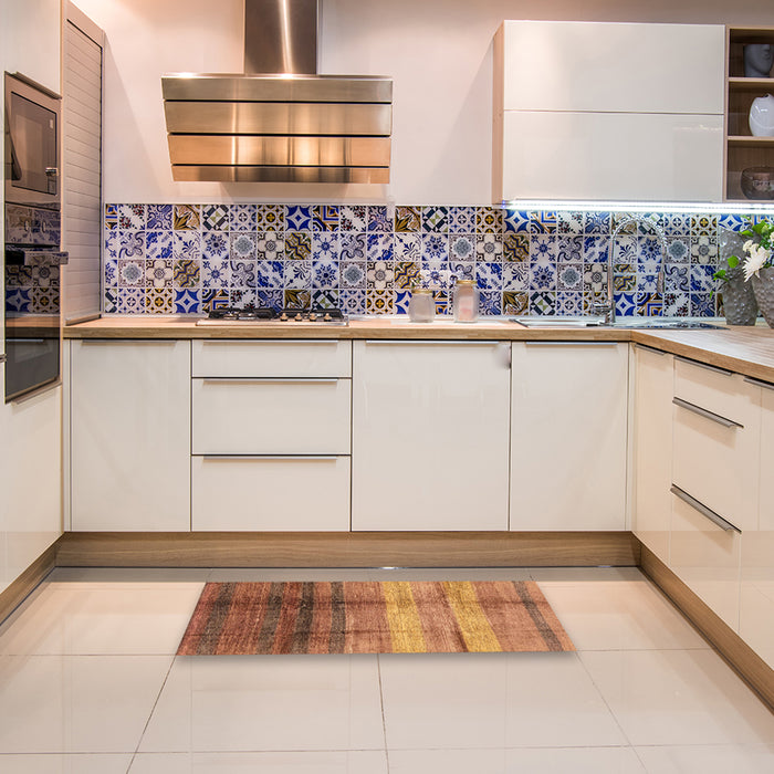 Abstract Orange Modern Rug in a Kitchen, abs3282