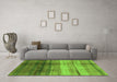 Machine Washable Abstract Green Modern Area Rugs in a Living Room,, wshabs3282grn