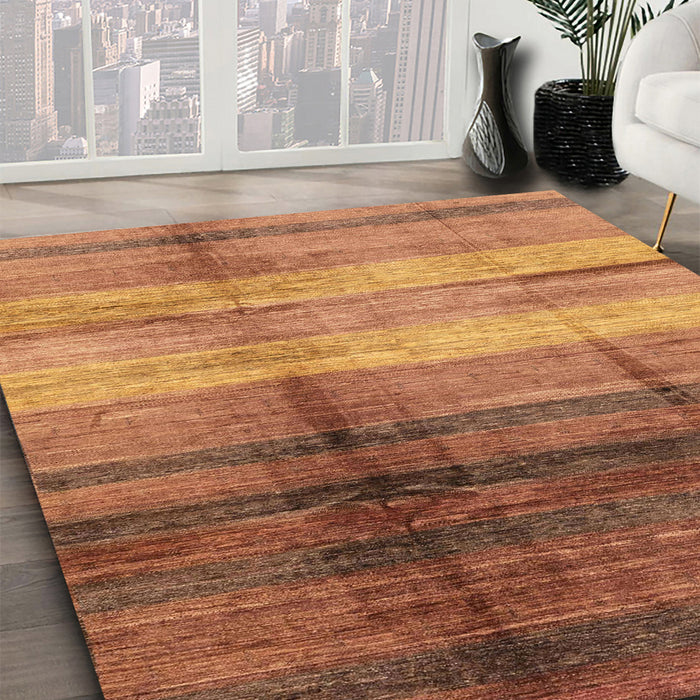 Abstract Orange Modern Rug in Family Room, abs3282